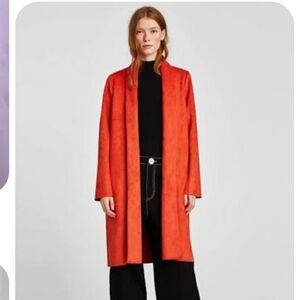Zara burnt red/orange faux suede coat